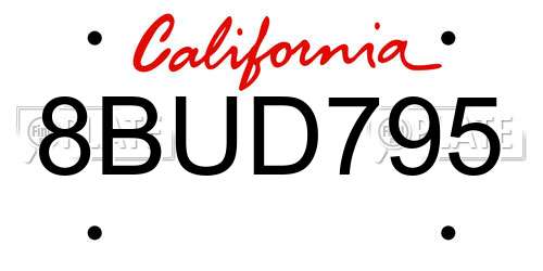 8BUD795 California License Plate