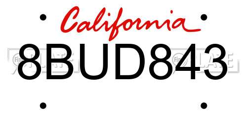 8BUD843 California License Plate