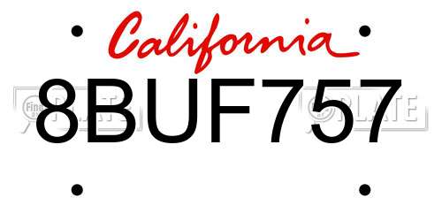 8BUF757 California License Plate