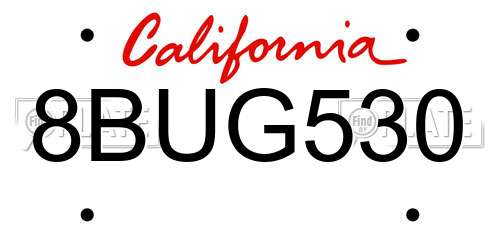 8BUG530 California License Plate