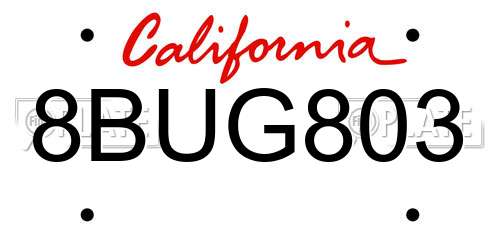 8BUG803 California License Plate