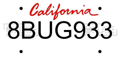8BUG933 California License Plate