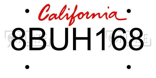 8BUH168 California License Plate