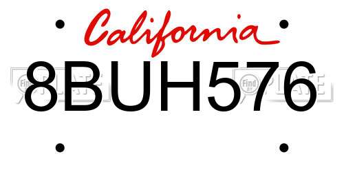 8BUH576 California License Plate