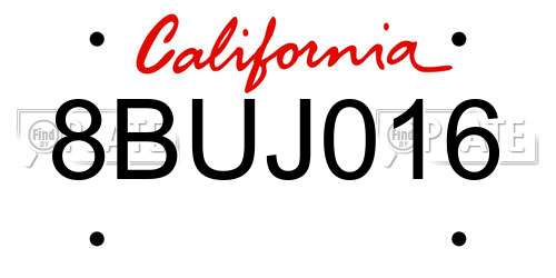 8BUJ016 California License Plate