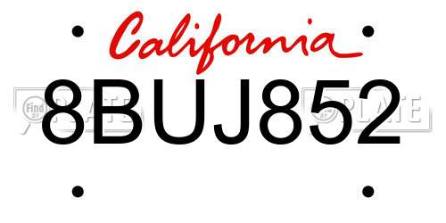 8BUJ852 California License Plate