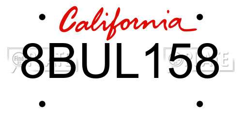 8BUL158 California License Plate