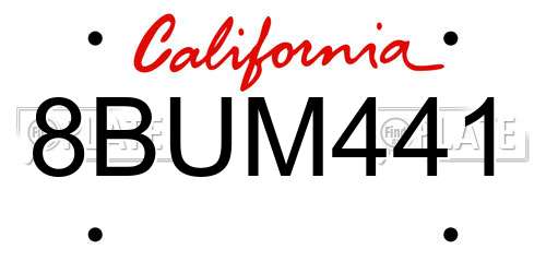 8BUM441 California License Plate