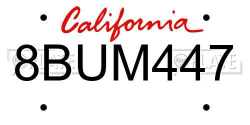 8BUM447 California License Plate