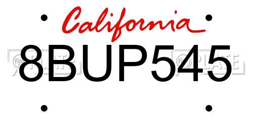 8BUP545 California License Plate