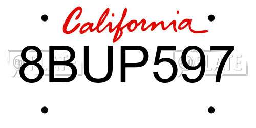 8BUP597 California License Plate