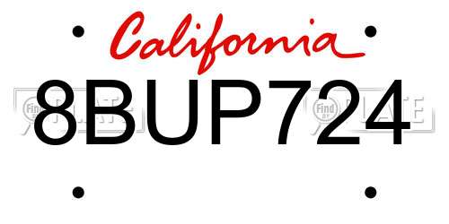 8BUP724 California License Plate