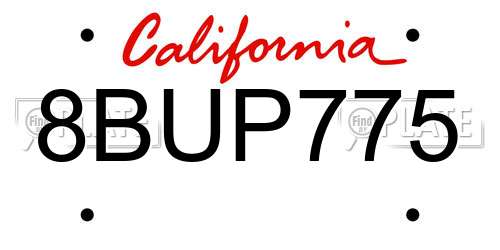 8BUP775 California License Plate