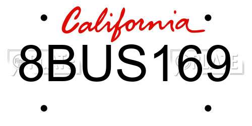 8BUS169 California License Plate