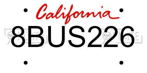 8BUS226 California License Plate