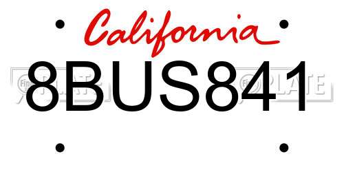 8BUS841 California License Plate