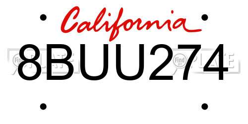 8BUU274 California License Plate