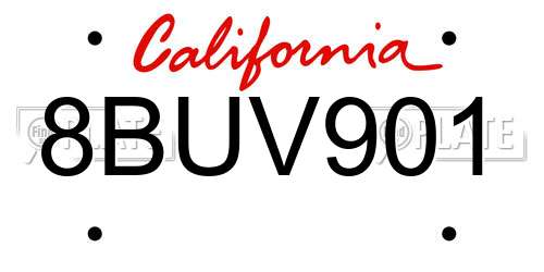 8BUV901 California License Plate