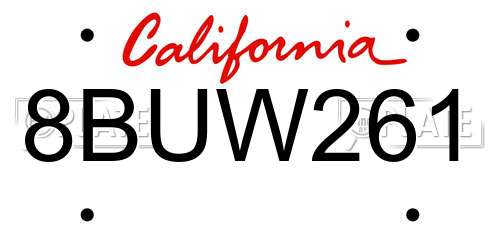 8BUW261 California License Plate