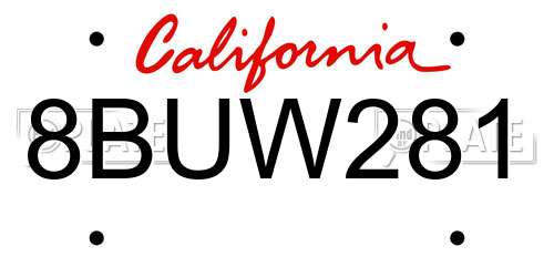 8BUW281 California License Plate