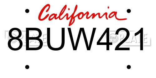 8BUW421 California License Plate