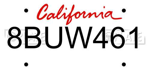 8BUW461 California License Plate
