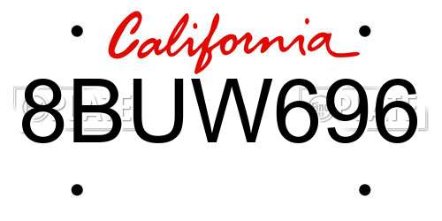 8BUW696 California License Plate
