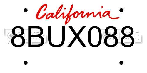 8BUX088 California License Plate