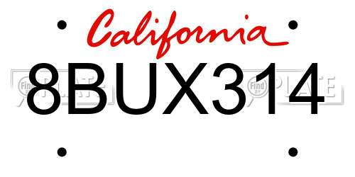 8BUX314 California License Plate