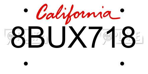 8BUX718 California License Plate