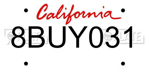 8BUY031 California License Plate