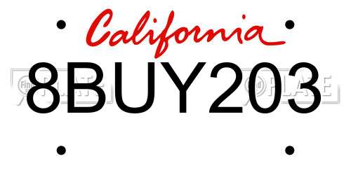 8BUY203 California License Plate