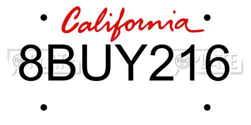 8BUY216 California License Plate
