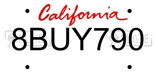8BUY790 California License Plate