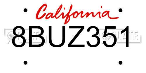 8BUZ351 California License Plate