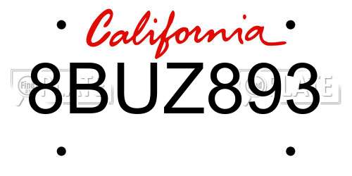 8BUZ893 California License Plate