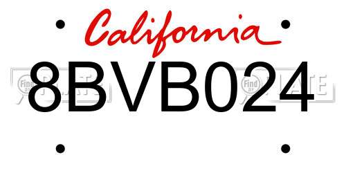 8BVB024 California License Plate