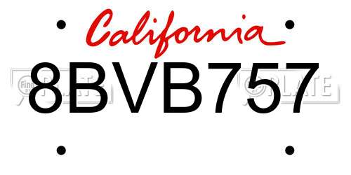 8BVB757 California License Plate