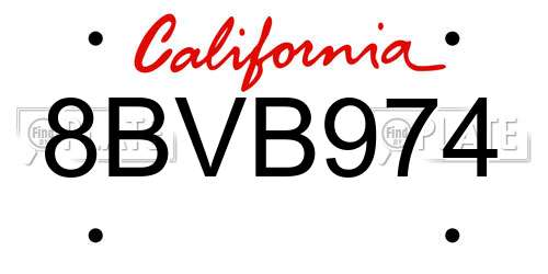 8BVB974 California License Plate
