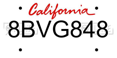 8BVG848 California License Plate