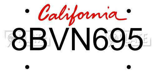 8BVN695 California License Plate