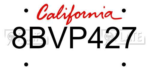 8BVP427 California License Plate