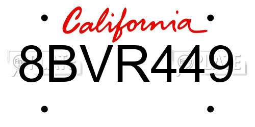 8BVR449 California License Plate