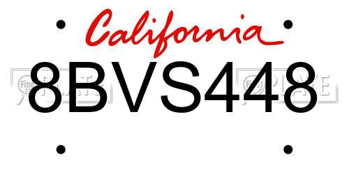 8BVS448 California License Plate