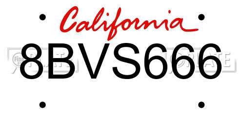 8BVS666 California License Plate