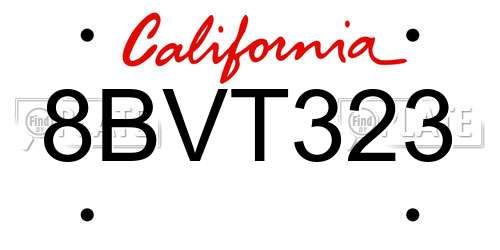 8BVT323 California License Plate