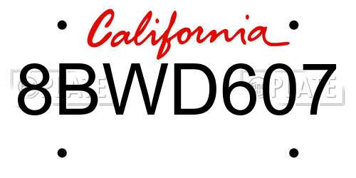 8BWD607 California License Plate