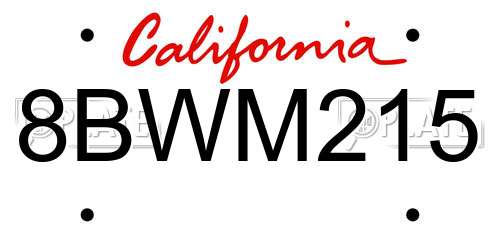 8BWM215 California License Plate