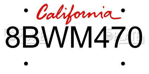8BWM470 California License Plate