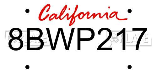 8BWP217 California License Plate